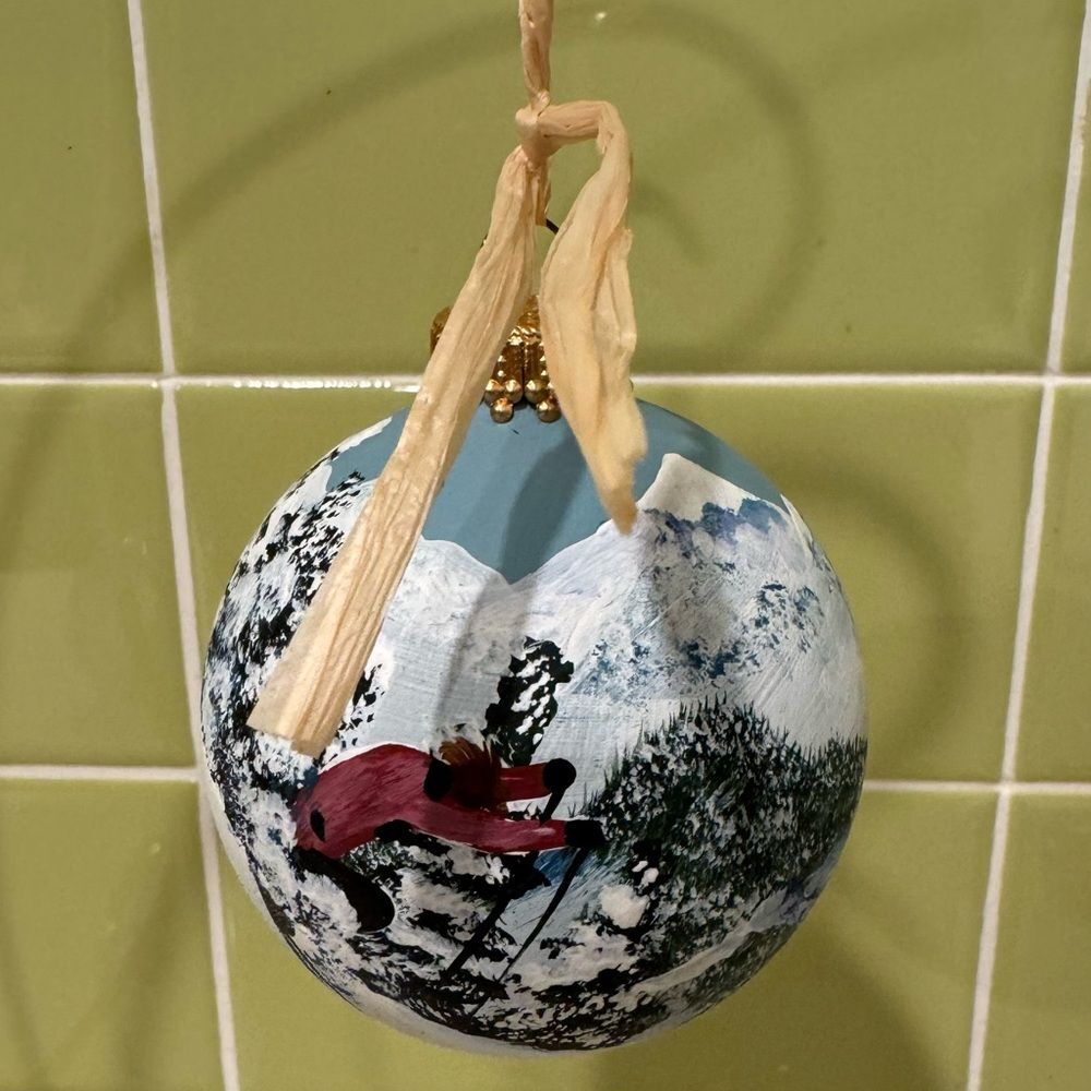Hand-Painted Telluride Skiing Ornament